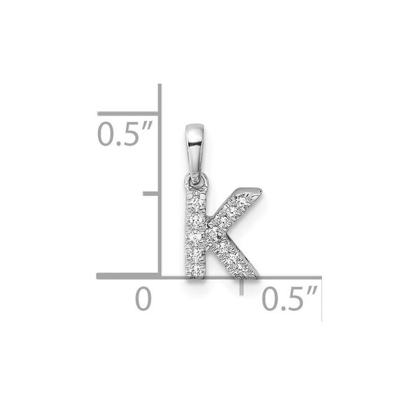 Kazi Luxury 14K White Gold Diamond Letter K Initial with Bail Pendant